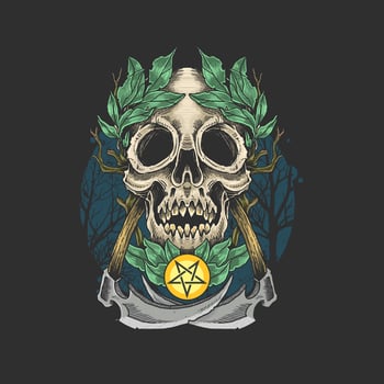 Dead skull with leaf crown vector