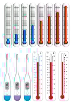 Thermometers on different scales vector