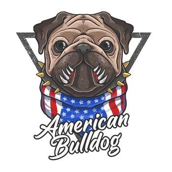 American bulldog with American flag bandana vector