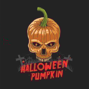 Halloween skull pumpkin vector