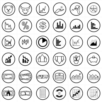 Stock trading icons set vector