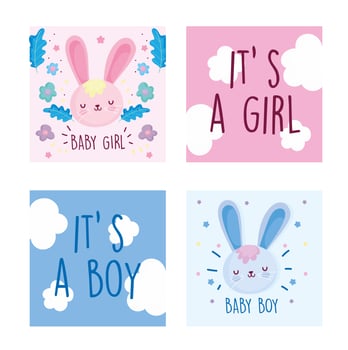 Cute baby bunnies invitation card templates vector