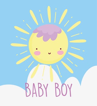Baby shower card template with sun vector