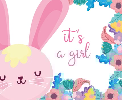 Baby shower bunny girl with flowers vector