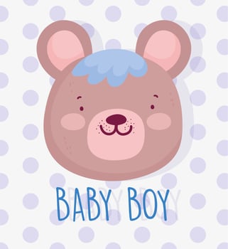 Cute baby bear boy head vector