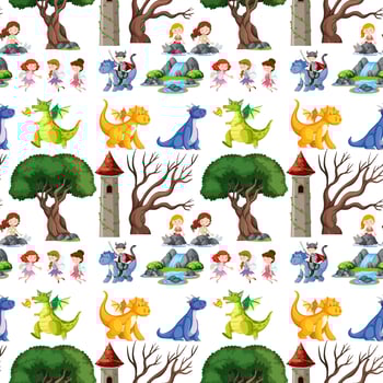 Seamless background with fairy tale elements vector