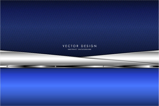 Metallic blue and silver angled plates over navy striped pattern vector