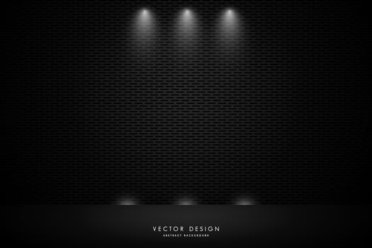 Metal studio backdrop with spotlight and dark grate texture vector