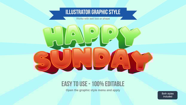 Green and Red Rounded 3D Cartoon Display Text Effects vector