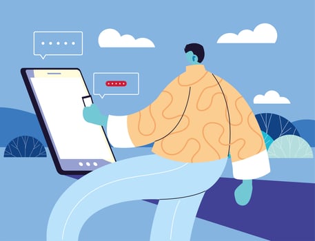 Man with smartphone chatting vector
