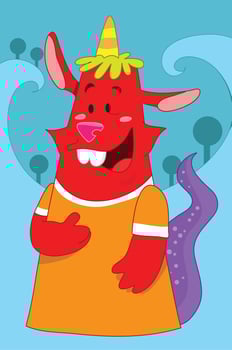 Red monster with a horn vector