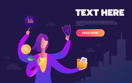 Business woman juggling tasks vector