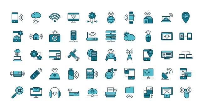 Various devices  and internet line-art icon set vector