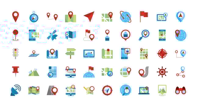Map and GPS icon set vector