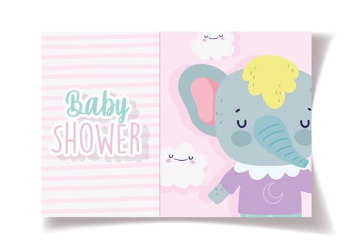 Baby shower card template with cute elephant vector