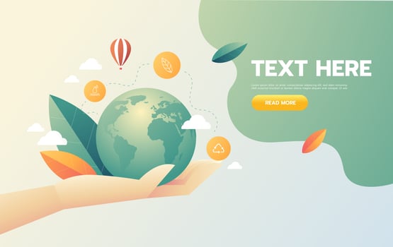 Hand holding world eco business icon concept vector