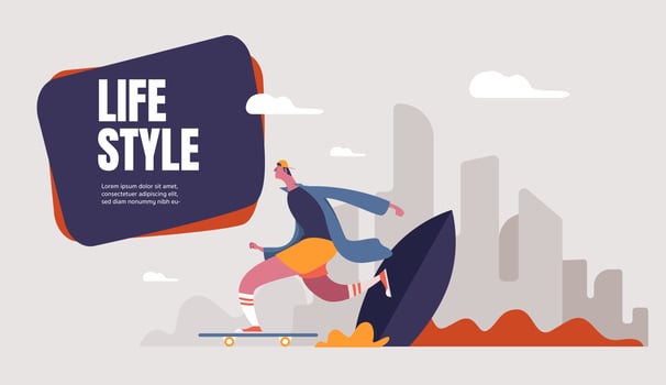 Teen boy in baseball cap riding on skateboard vector