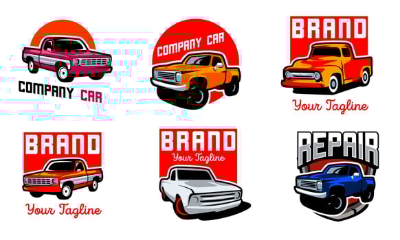 Set of classic truck emblems  vector