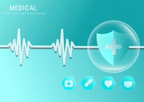 Medical background with protection health care icon vector