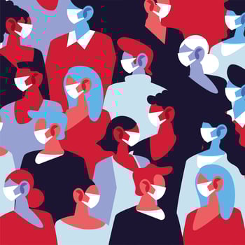 People with medical masks, protecting themselves vector