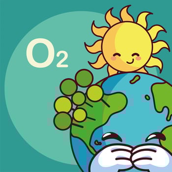 Cute planet earth with sun smiling  vector