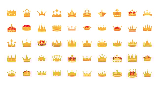 Luxury gold crowns icon set vector