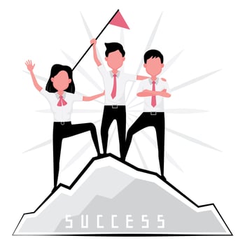 Men and woman achieving success vector