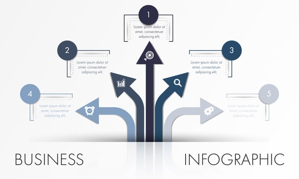 Blue and grey arrow business infographic template vector