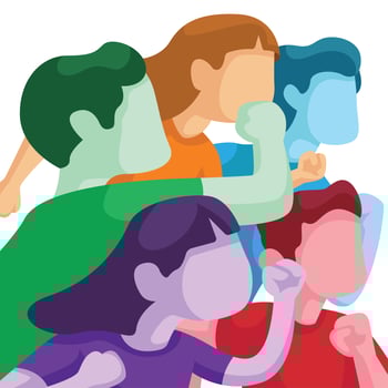 Colorful people excited to raise their voices vector
