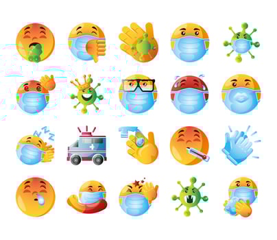Emoji icon set of COVID 19  vector