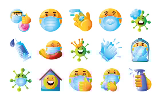 Set emojis of coronavirus  vector