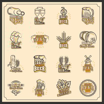 Craft beer icons set vector
