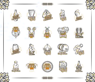 Icons set of craft beer vector