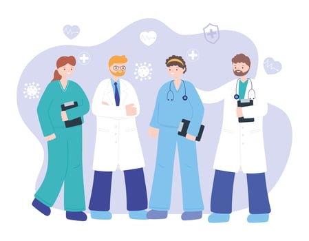 Professional physicians and nurses staff vector