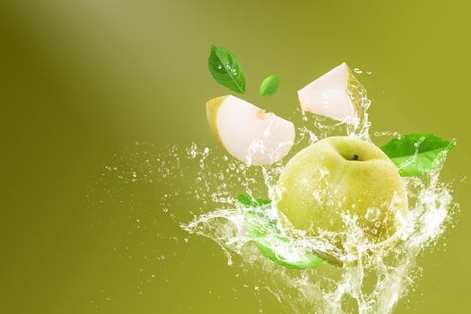 Water splashing on fresh Chinese pear  photo