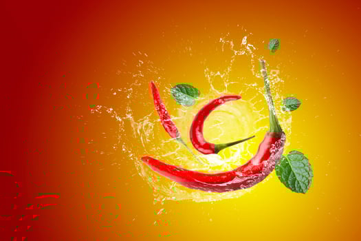 Water splashing on red chili pepper  photo