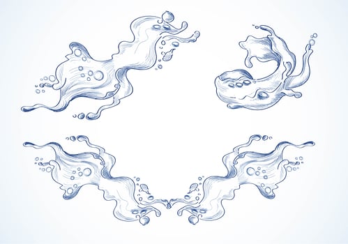 Hand drawn sea waves set vector