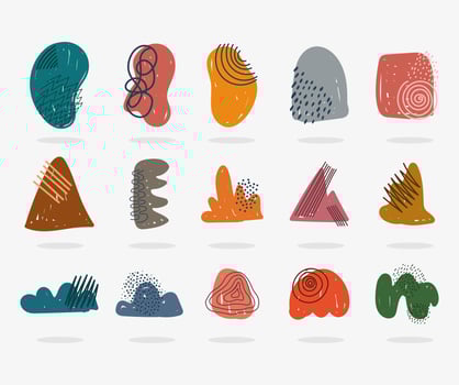 Hand drawn contemporary icons as abstract shapes  vector