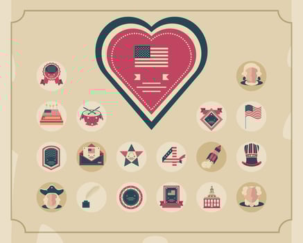 Independence day celebration icons set vector