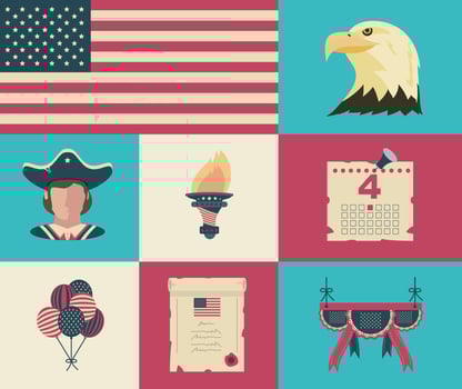 Beautiful set of icons of independence day vector