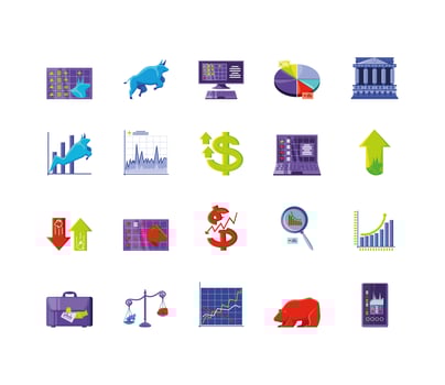 Stock market icons collection vector