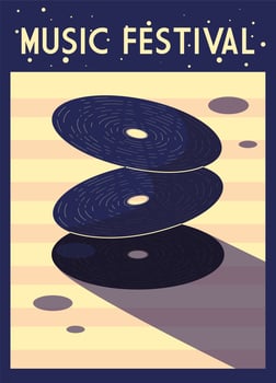 Poster music festival with musical instrument vector