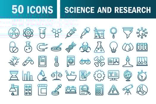 Science and research gradient-style icon collection  vector