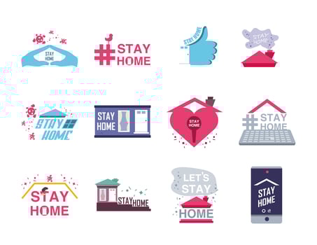 Stay at home set of icons vector