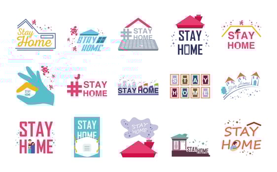 Set of icons Stay at Home vector