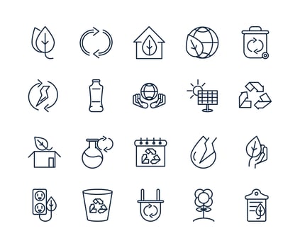 Ecology and environment line-art icon pack vector