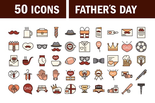 Fathers day celebration and party icon set vector