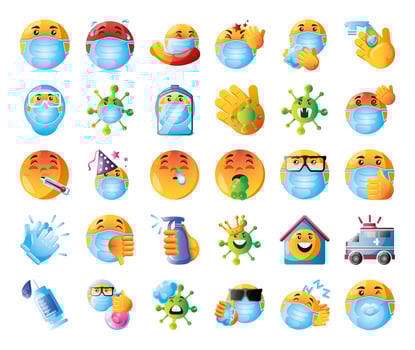 Set of emoji icons of coronavirus  vector