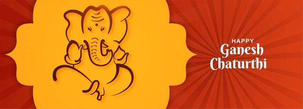 Happy Ganesh Chaturthi Festival Lord Ganpati Sitting Banner vector