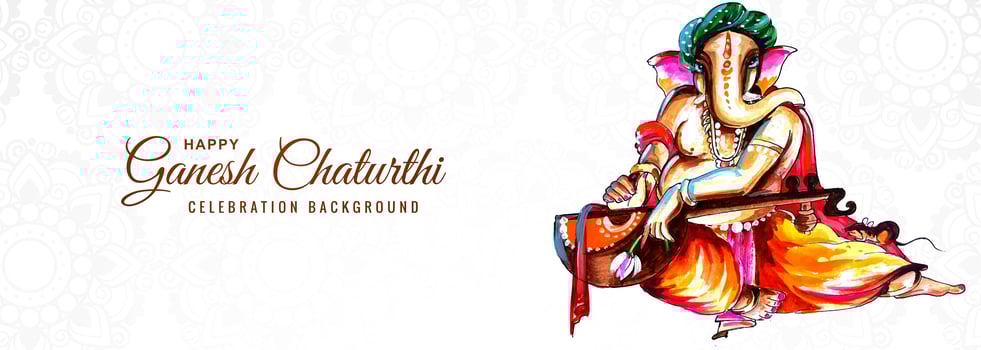 Indian Religious Festival Ganesh Chaturthi Banner Background vector